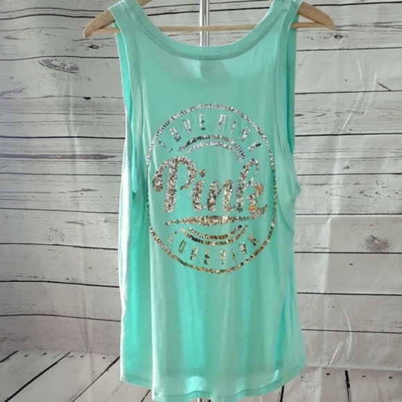 PINK Victoria's Secret Tops - Victoria's Secret PINK bling/sequin green tank
