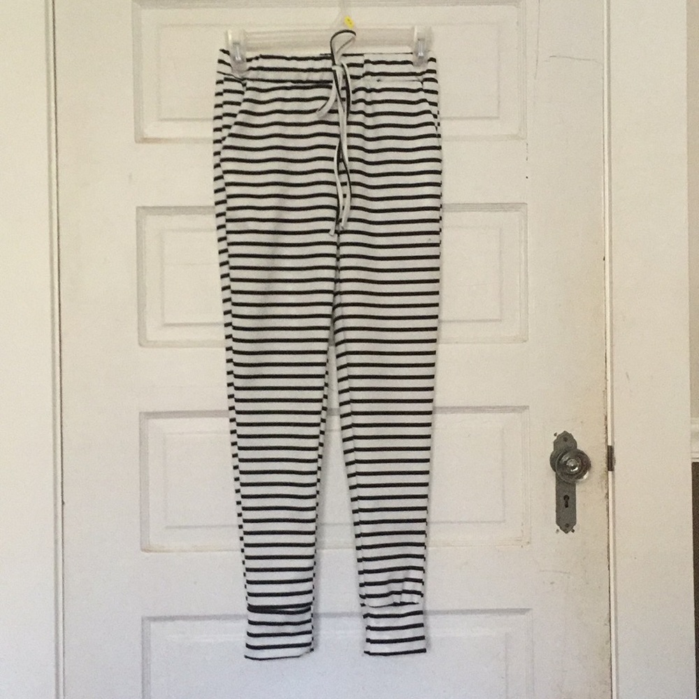 SOLD - Black & white striped joggers