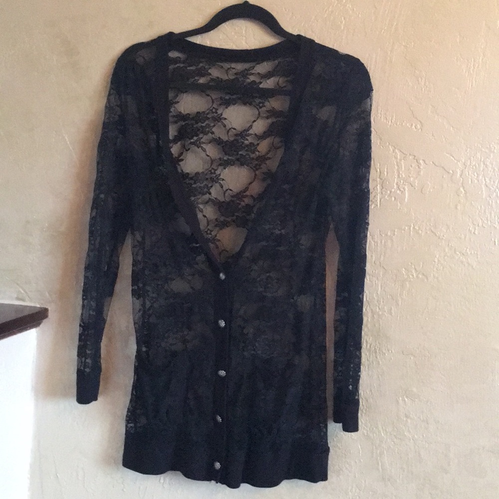 Black lace blazer style top