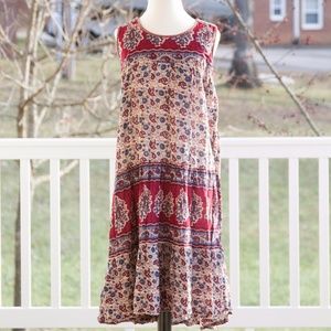 Vintage Indian Gauze Cotton Block Print Sundress