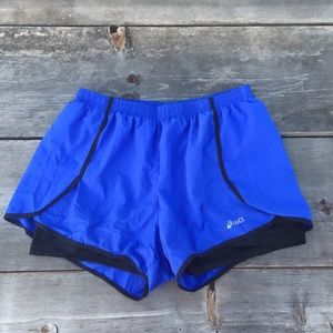 ASICS BLUE RUNNING WORKOUT SHORTS SZ M