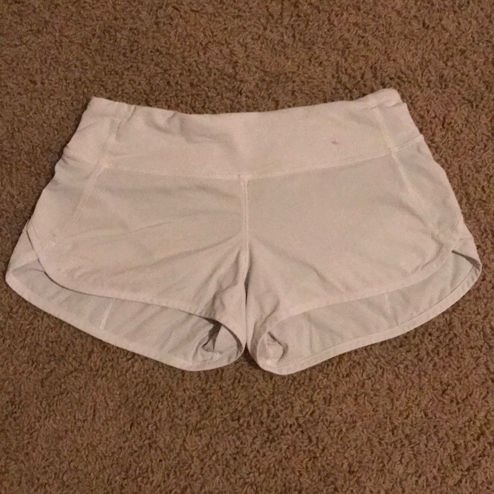 white lululemon speed short 2-way stretch