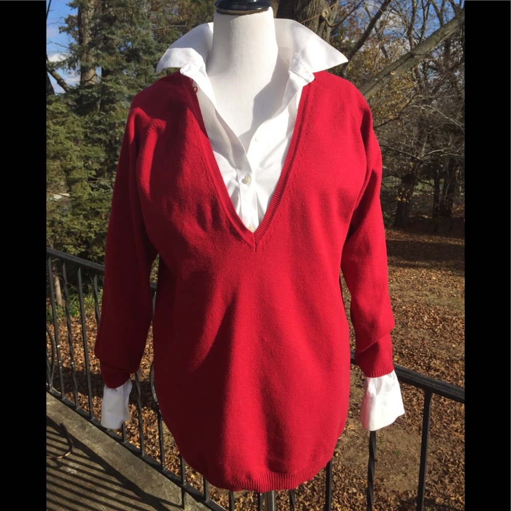 Holiday sale!  Red, v-neck sweater