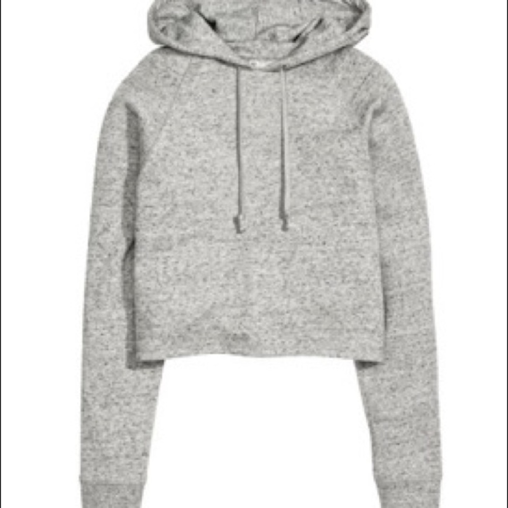 H&M Grey hooded crop sweater
