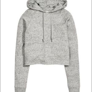 H&M Grey hooded crop sweater
