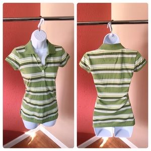 Aeropostale Green Striped Polo