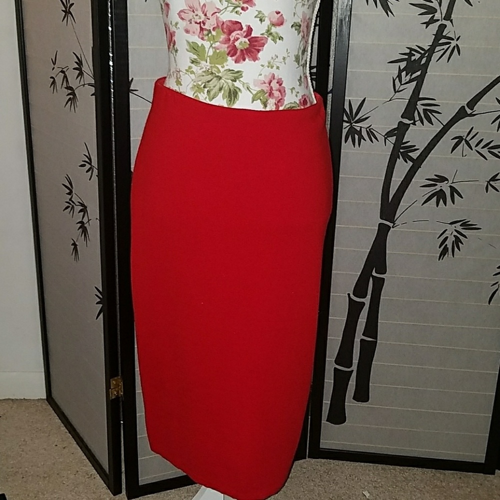 Ann Taylor Red Sweater Midi Pencil Skirt👠