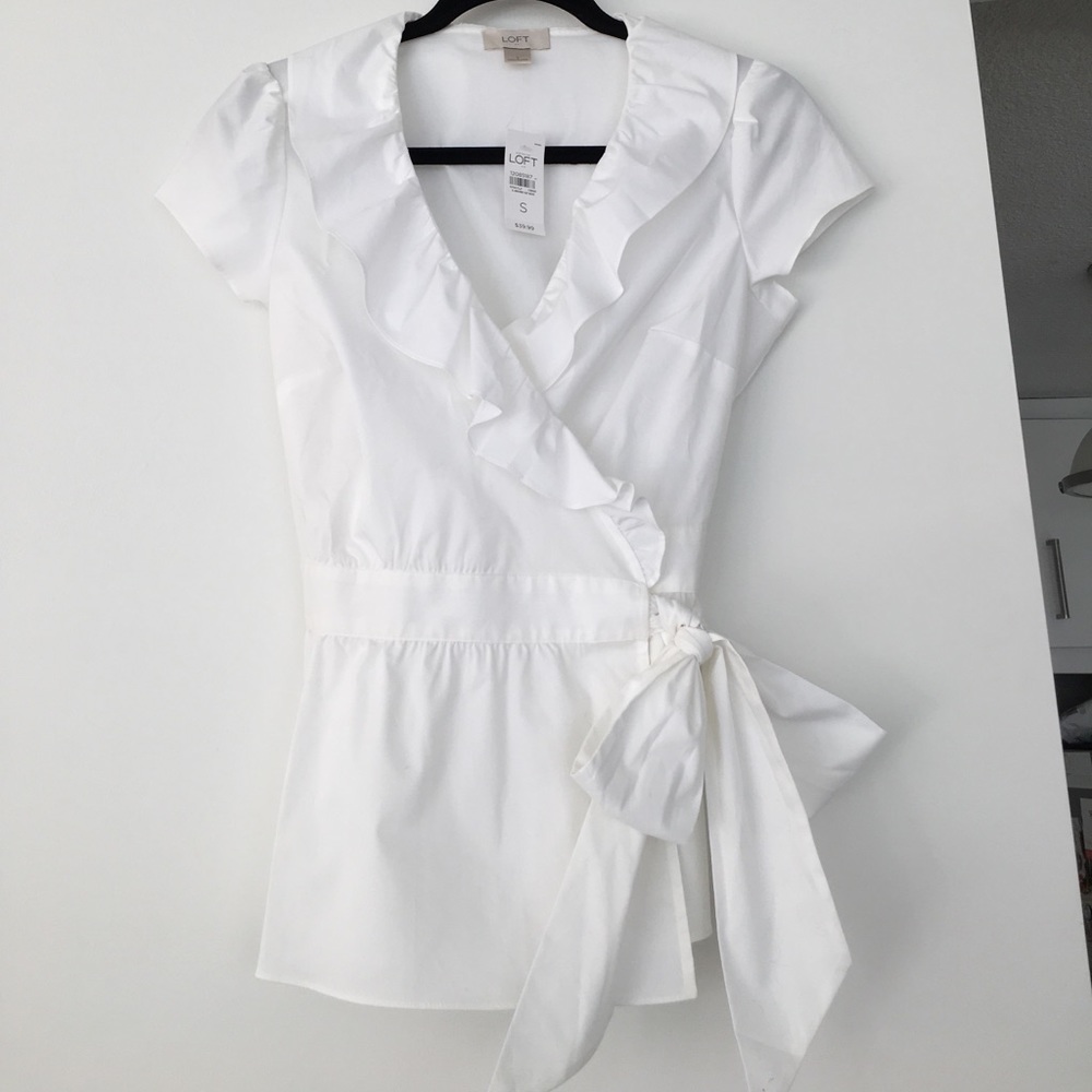 *New With Tags* Anne Taylor Loft White Wrap Blouse