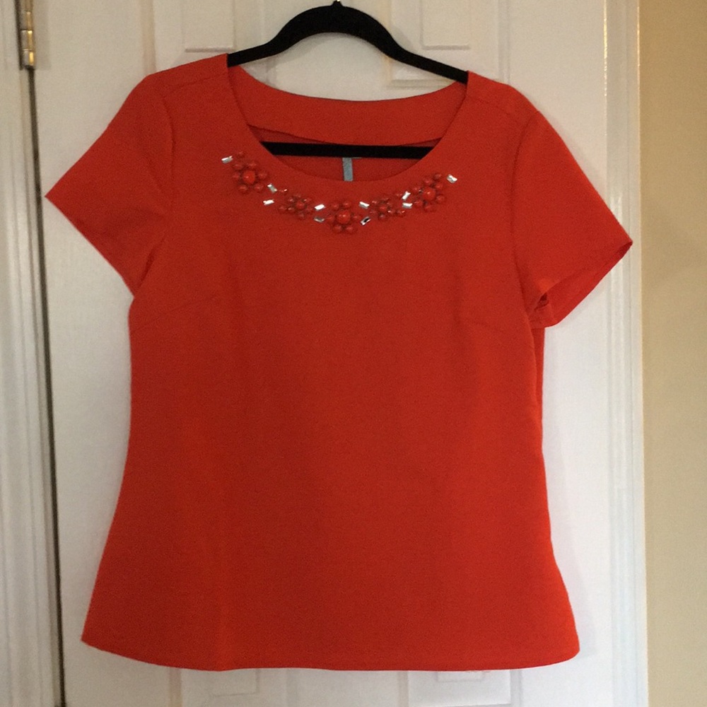 Orange jeweled top, size large
