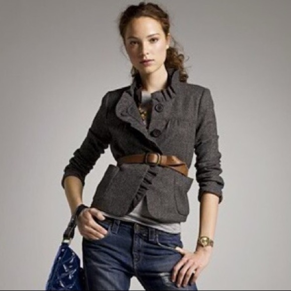 Fiona Ruffled Wool Overcoat by J. Crew, 8