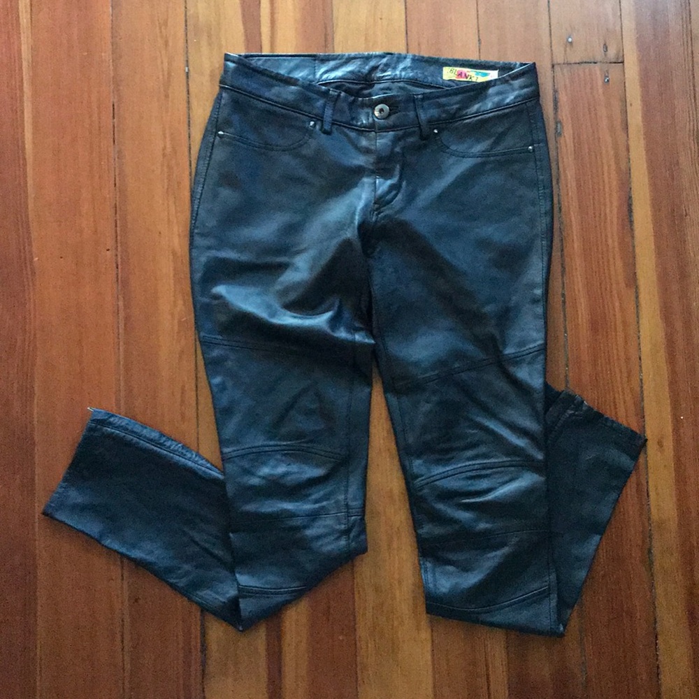 Black real leather jeans by BlancNYC. Size 27.