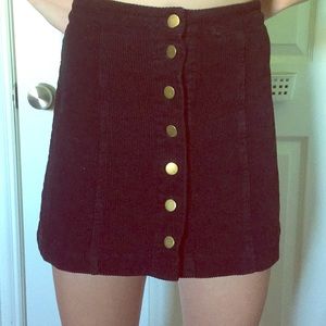 corduroy black button skirt