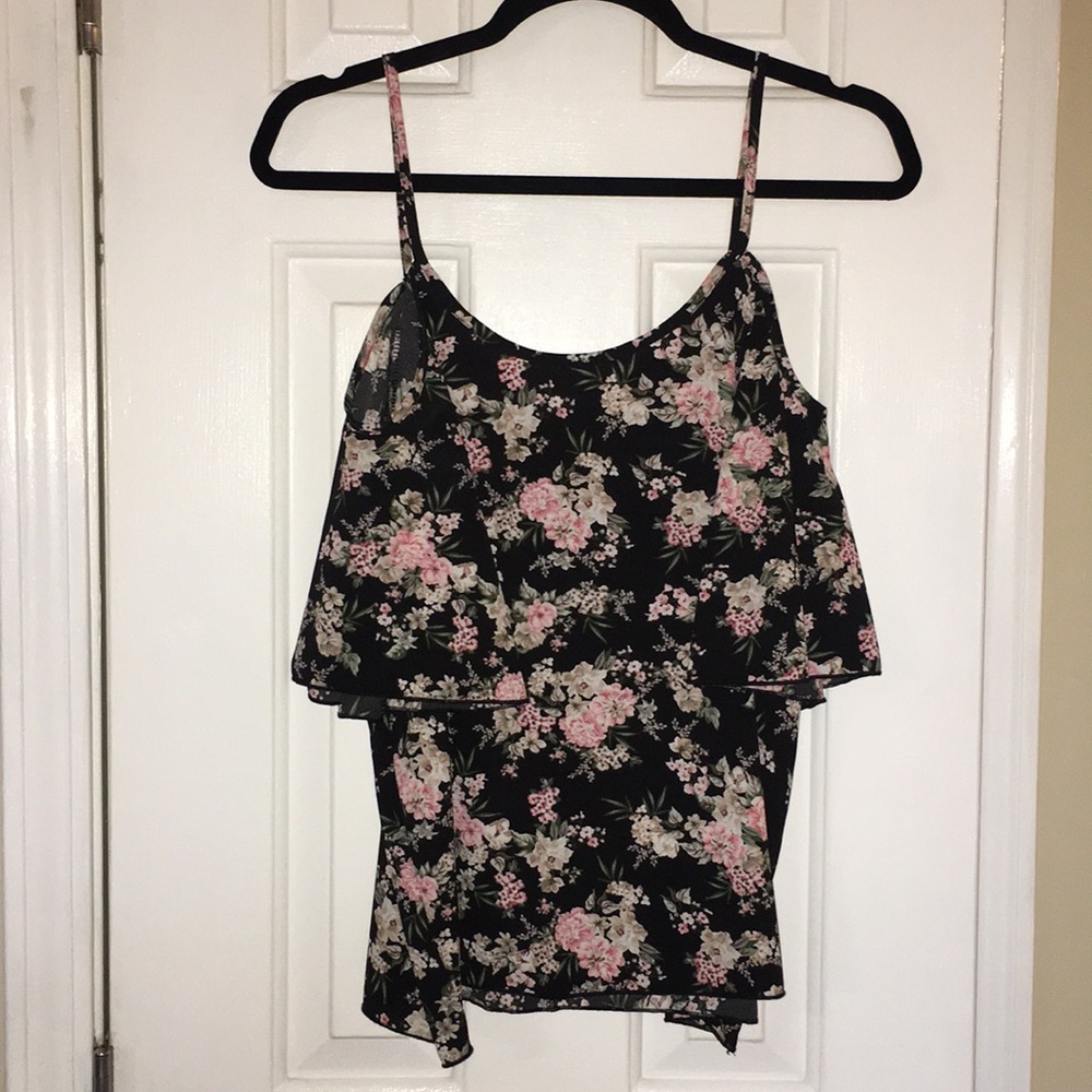 Floral cold shoulder top