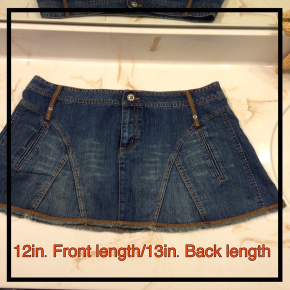 JEAN SKATER MINI SKIRT By NO BOUNDARIES DARK DENIM - Picture 3 of 6