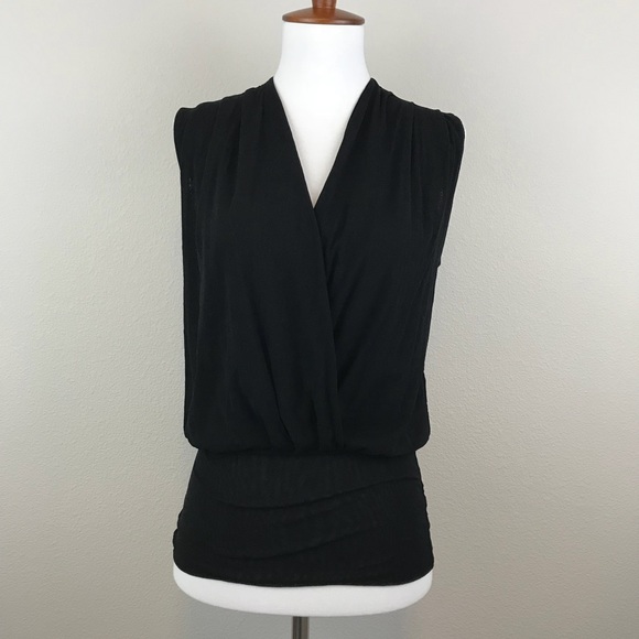White House Black Market Tops - WHBM FAUX WRAP TOP - SIZE S