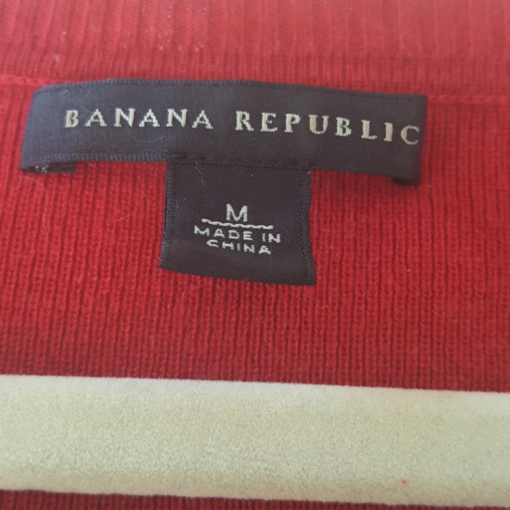 Med Red Crew Neck Silk Banana Republic Sweater - Picture 2 of 5