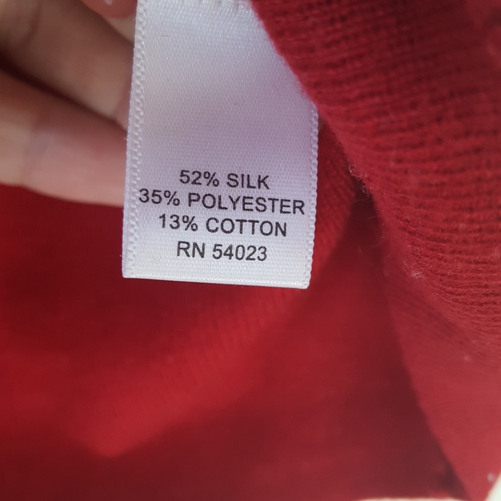 Med Red Crew Neck Silk Banana Republic Sweater - Picture 3 of 5