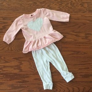 12 month sparkle sweater and knit pants.