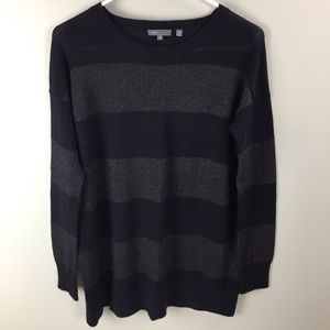 Vince Cashmere Striped Shimmer Sweater