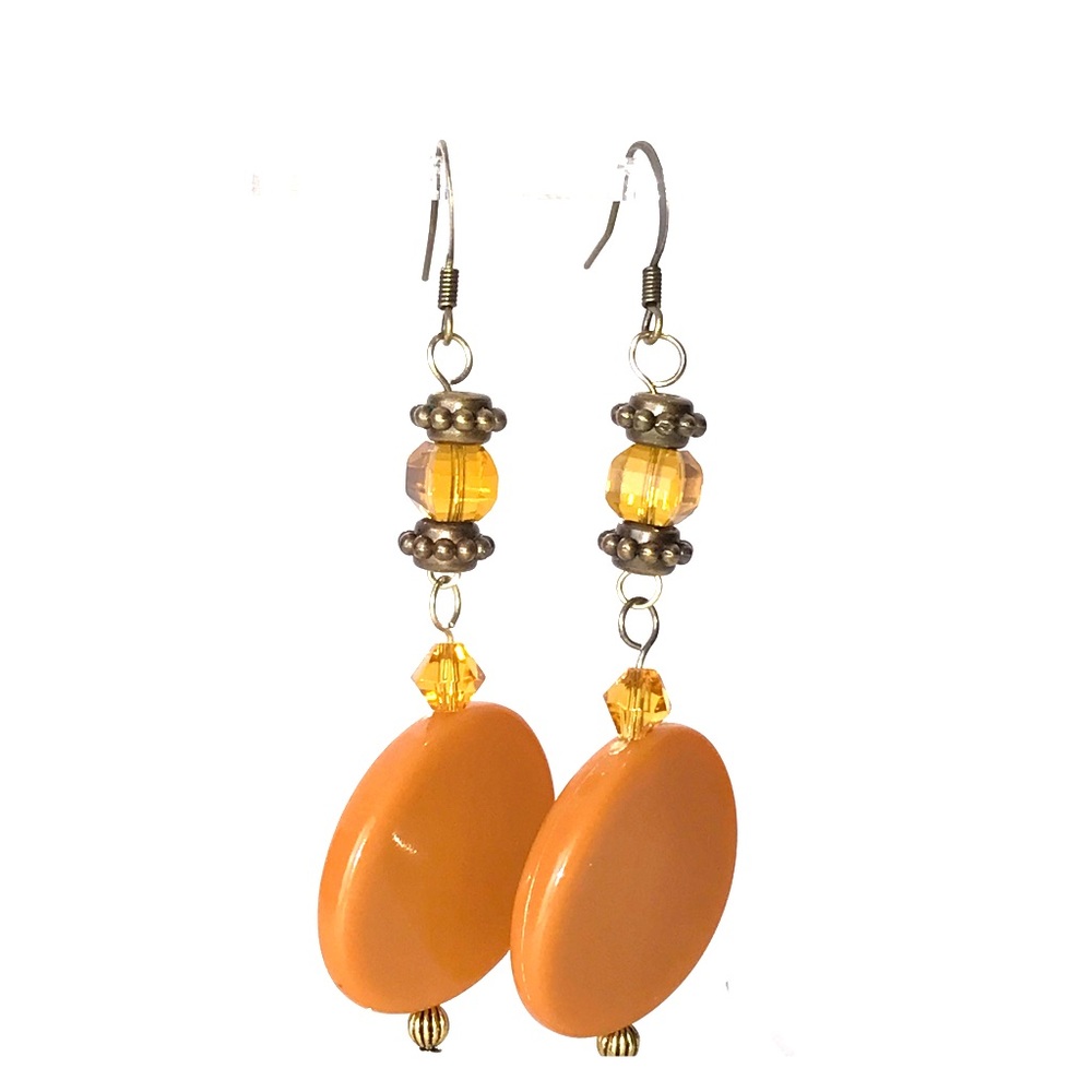 Earrings, Caramel Color, Hand Crafted