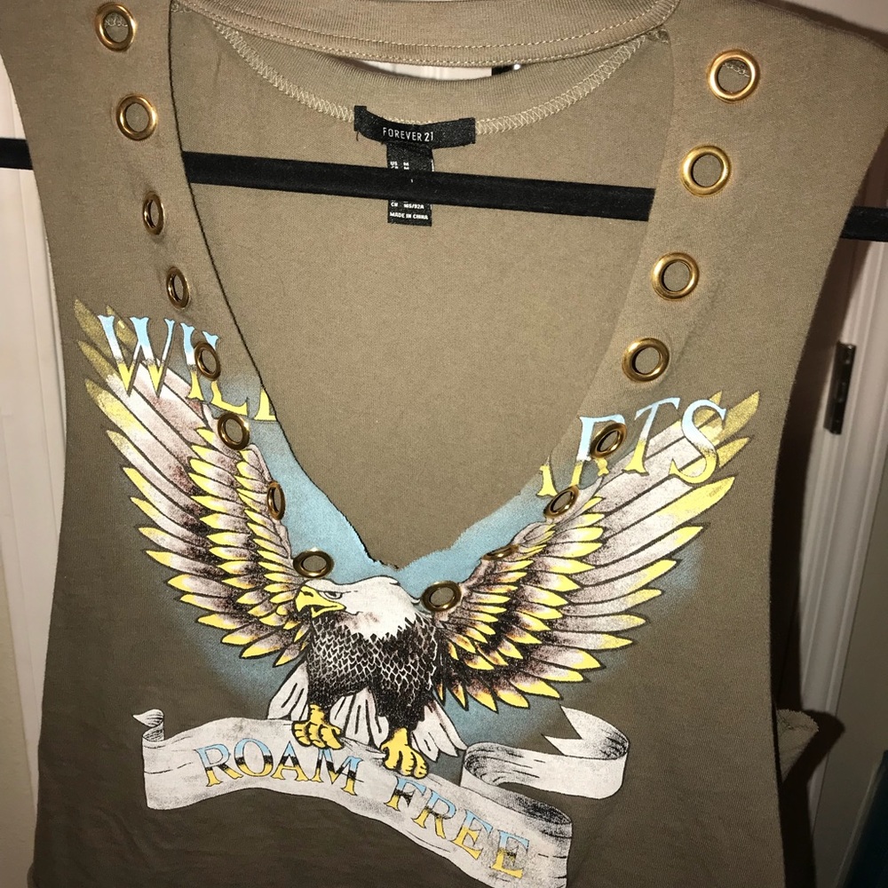 Olive Green V Cut Top - worn once