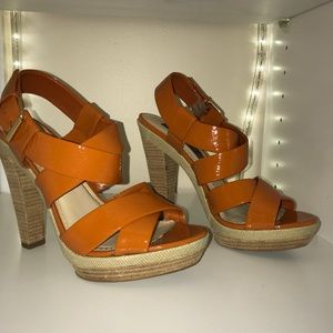 Brunt orange platform sandals