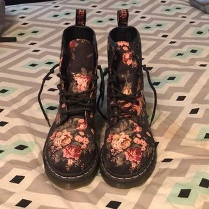 Floral and black Dr. Martens