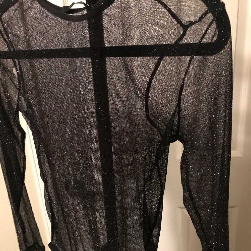 Long Sleeve Sparkle Mesh Bodysuit - NEVER WORN