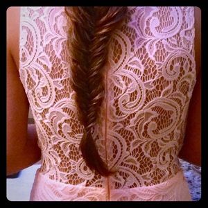 Blush pink lace formal dress