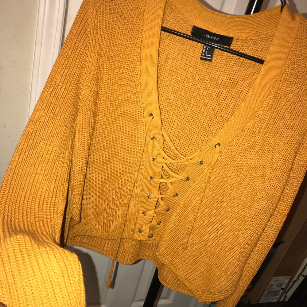 V cut lace up sweater - NEVER WORN