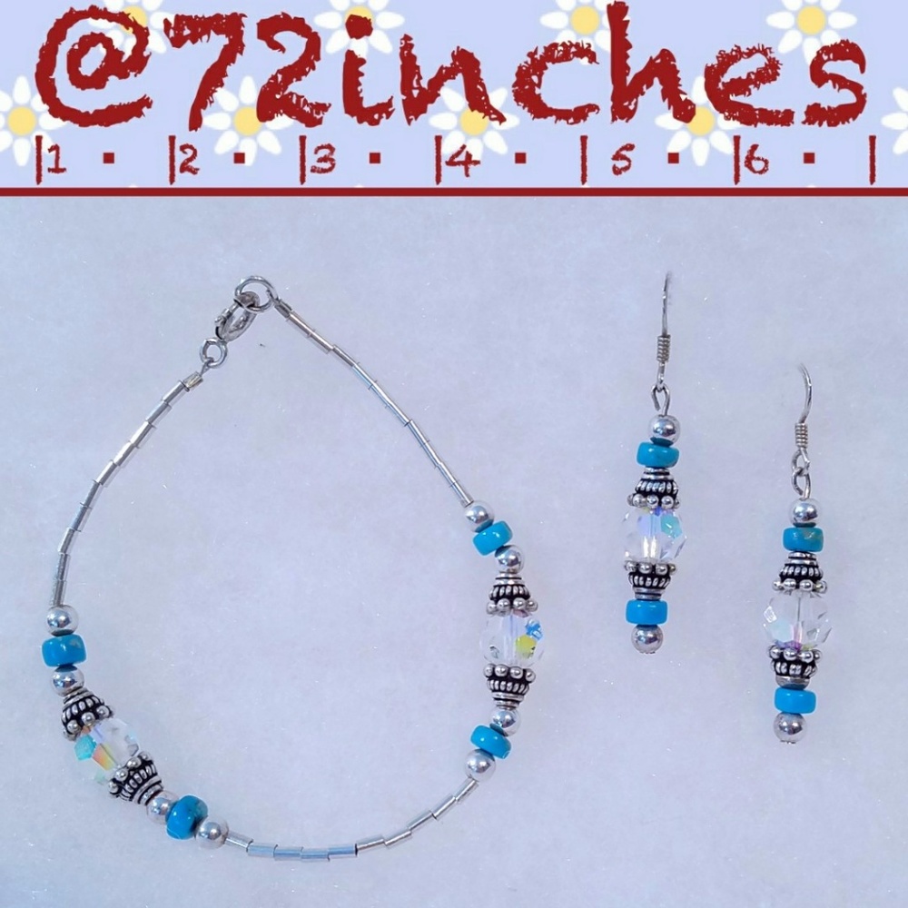 Sterling Silver/Turquoise Bracelet/ Earring Set