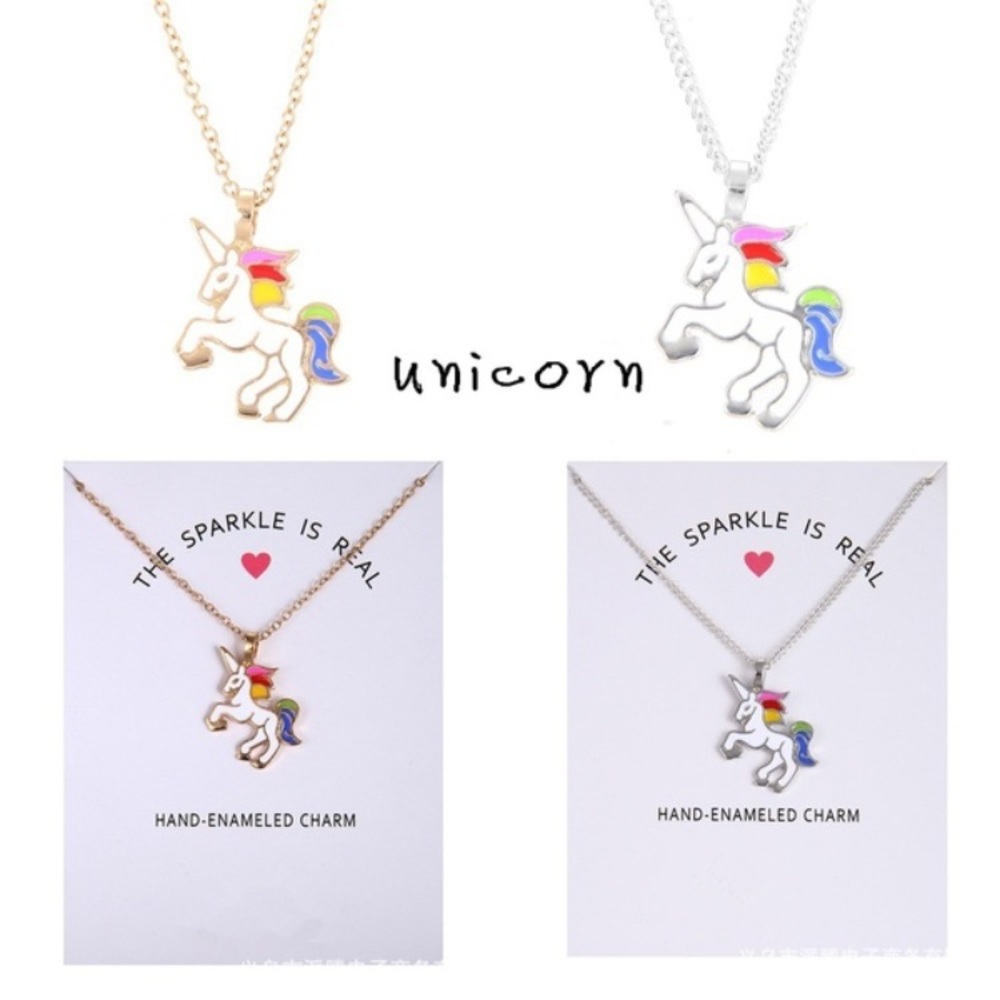 🦄 Adorable Colorful Pastel Unicorn Necklace In Gold Or Silver 🦄