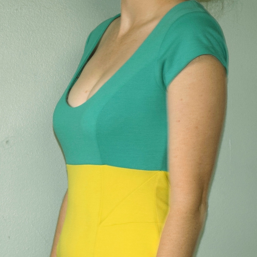 Lime Green and Blue Bodycon Dress