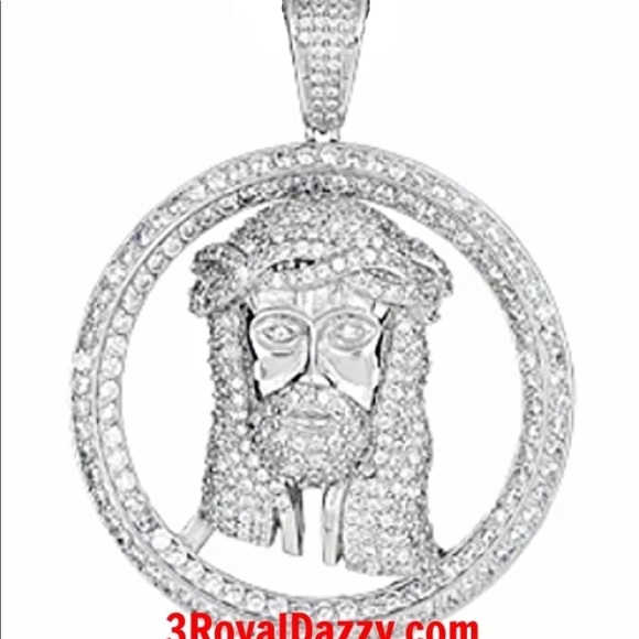 Jesuswhite gold on 925 Pendant Large Size