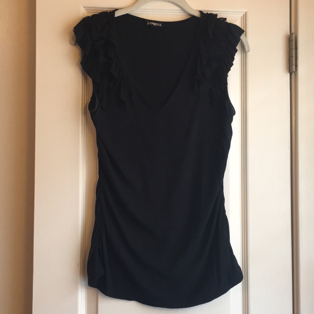 Express Ruched, Ruffle-Sleeve Tank
