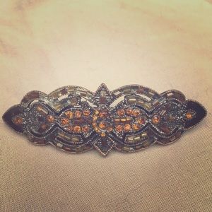 Amber bead and copper hair clip