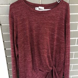 Maroon Long Sleeve Side Knot Shirt