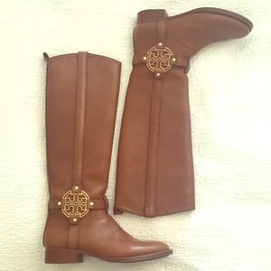 Tory Burch Brown Leather Riding Boots