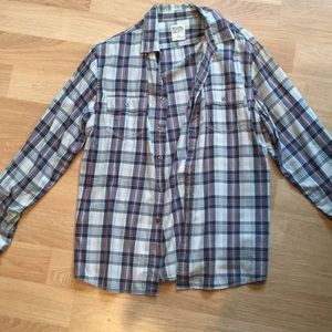 Casual men’s lightweight plaid shirt.