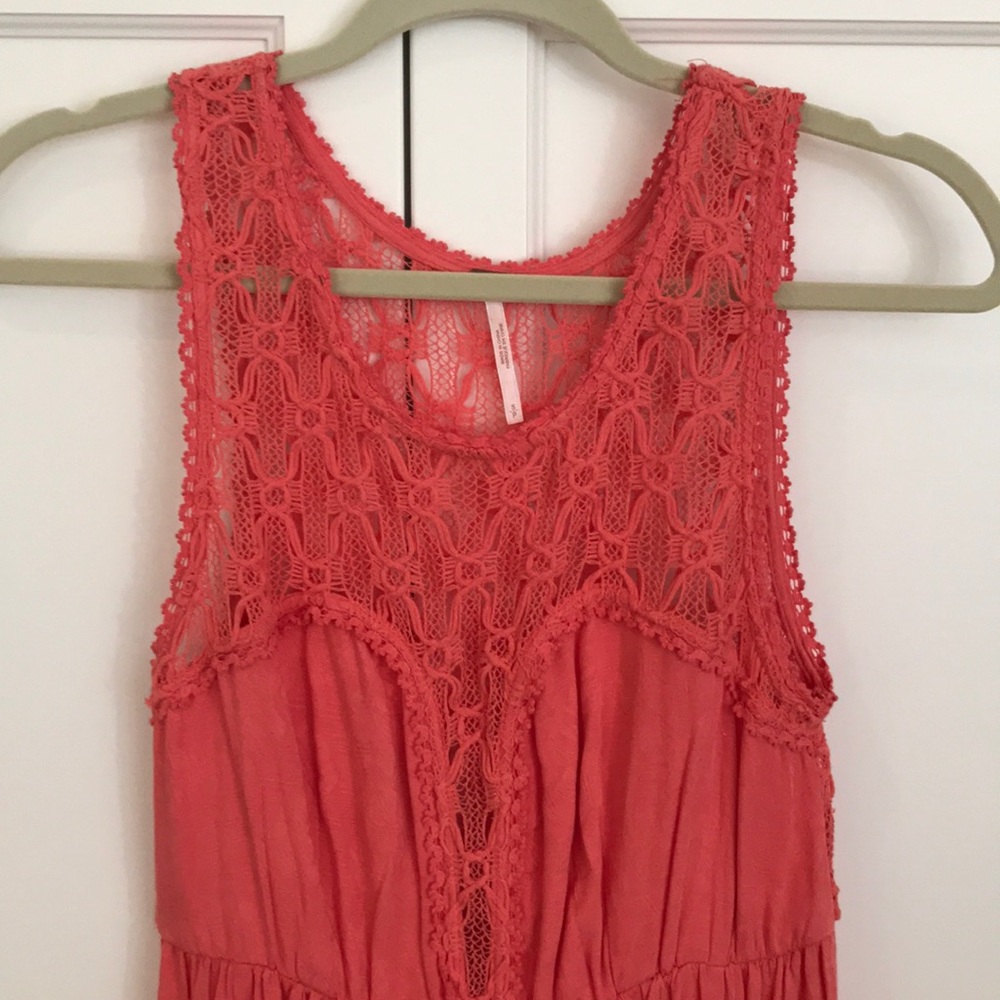 Free People coral crochet dress