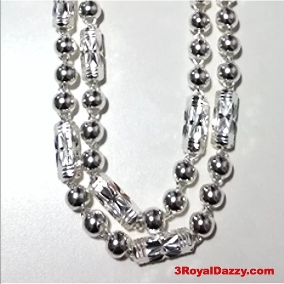 Men 990 Fine Silver Ball & Bar Necklace 6 mm 30