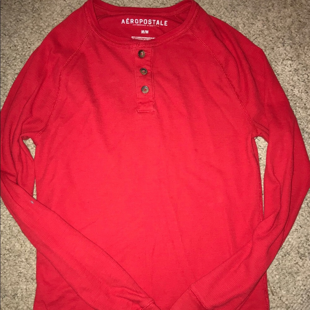 Aeropostale boys thermal long sleeve button down