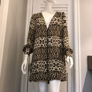 ALC  100% silk leopard print tunic dress XS