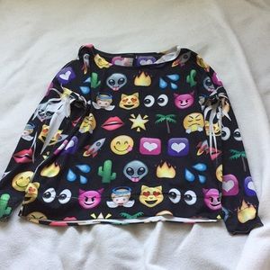 Long Sleeved Black Emoji Shirt
