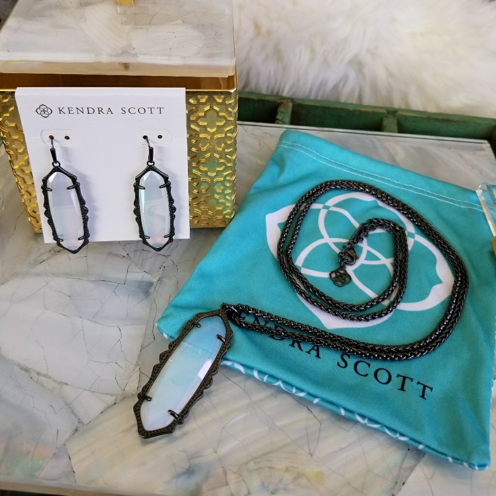 Kendra Scott Opalite Gunmetal Frances & Francies
