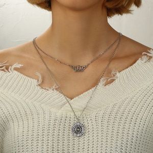 🌟 Awesome BoHo layered double chain with lotus flower and zodiac wheel