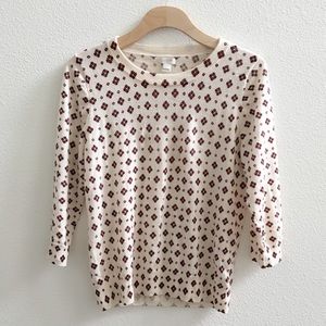 J Crew 100% Merino Wool Hand Printed Sweater