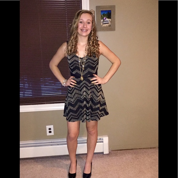 Formal Gold and Black Dress. - Picture 1 of 2