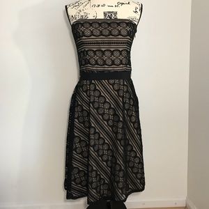 LOFT Black Lace Nude Evening Cocktail Dress Sz 6