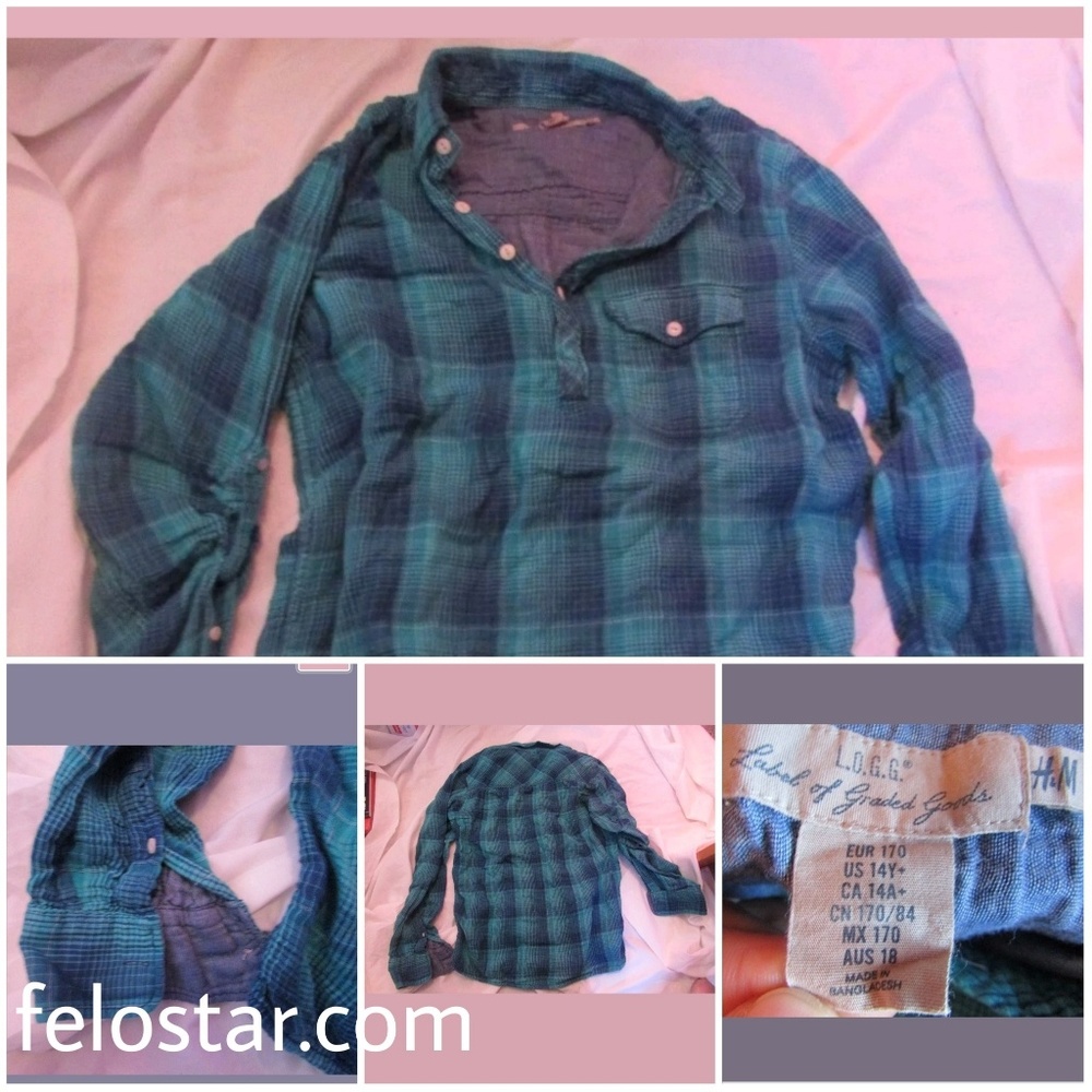 hm l.o.g.g. 14side shirt stripe green long sleeve
